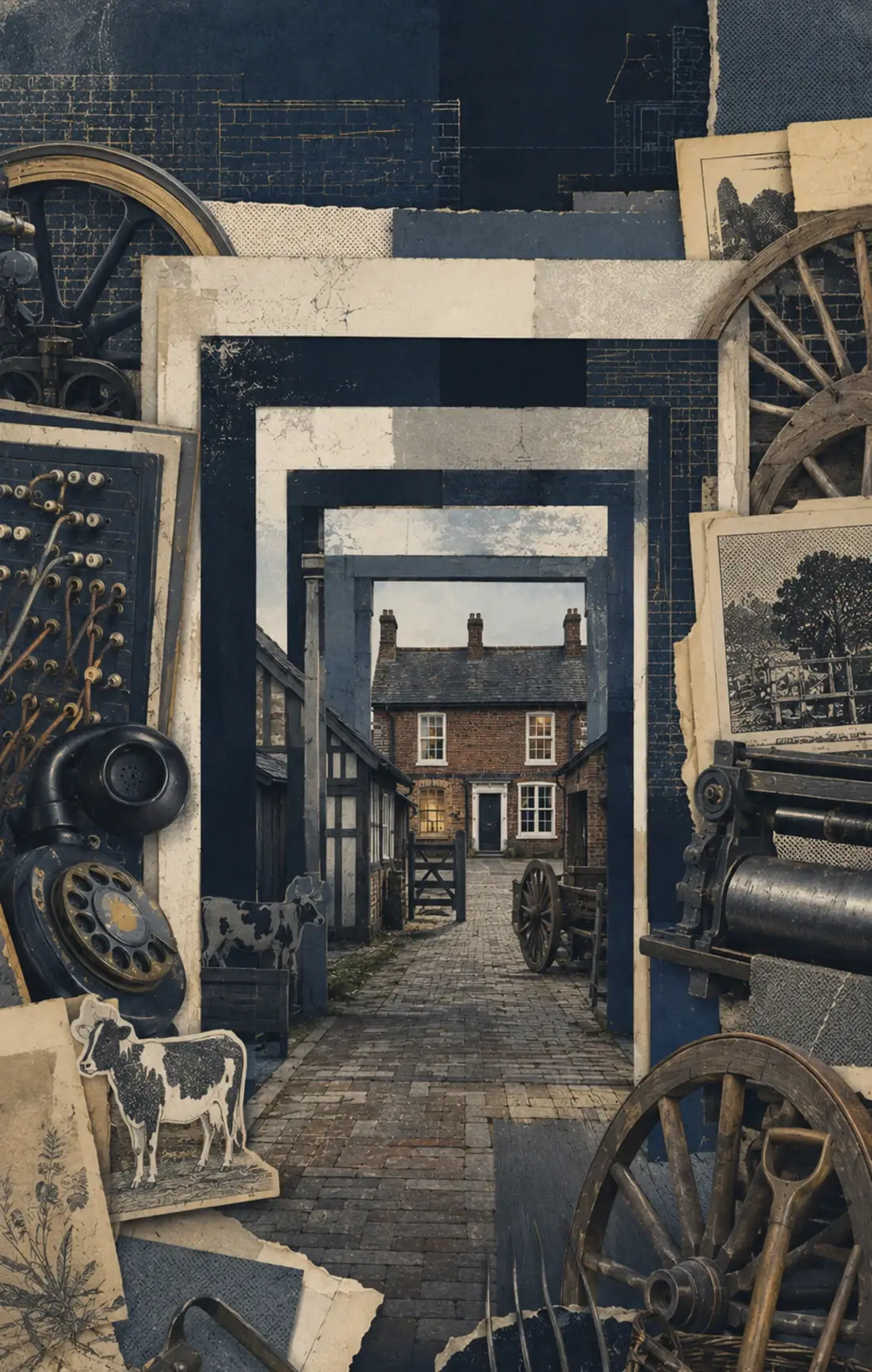 Cobbled street and working exhibits at Milton Keynes Museum