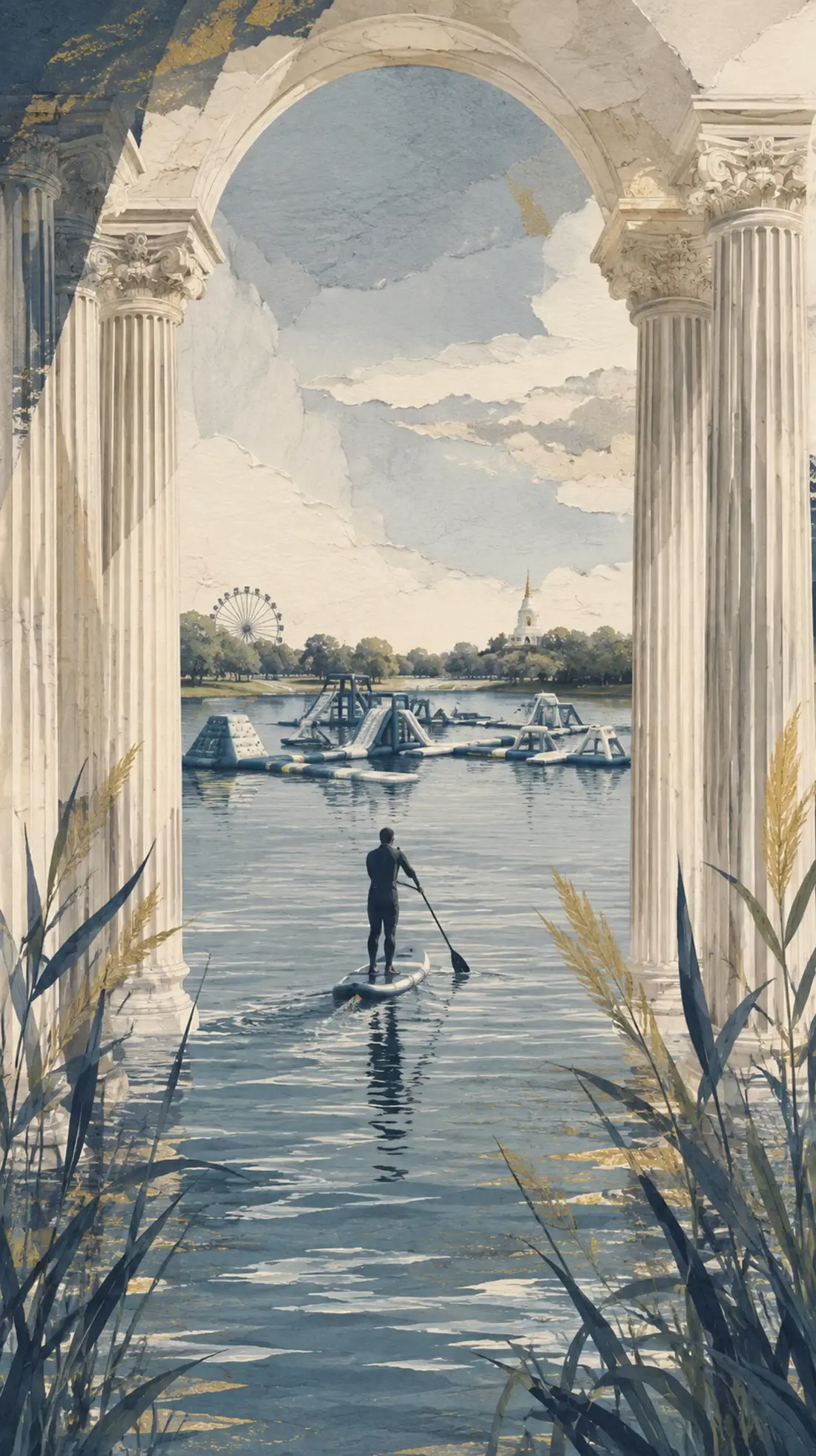 Paddleboarding and the Aquaparcs course on Willen Lake